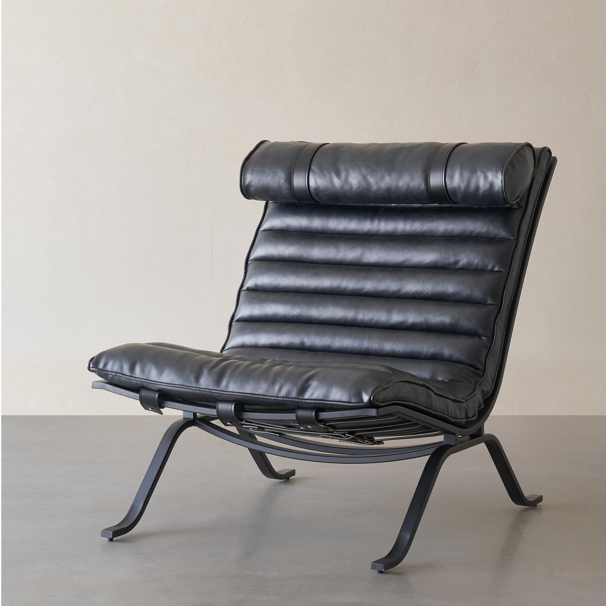 Leather Upholstered Armless Chair Modern Design Lounge Chair with Metal Frame and Headrest Cushio... | Amazon (US)