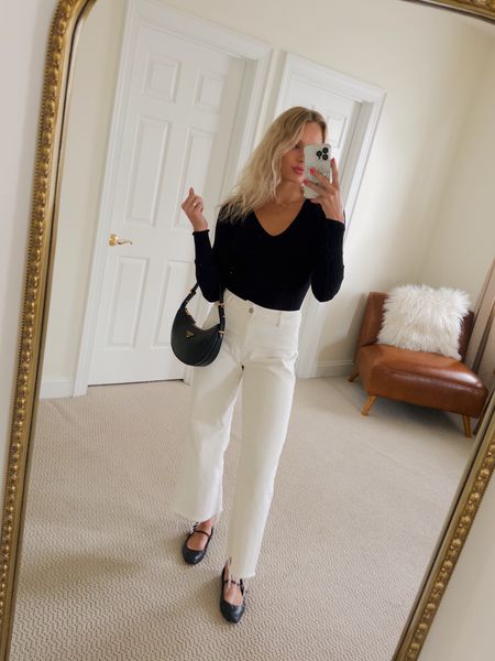 Catch me wearing these white jeans all spring long! Also these are the perfect ballet flats 🤍🖤

#LTKfindsunder100 #LTKSeasonal #LTKfindsunder50