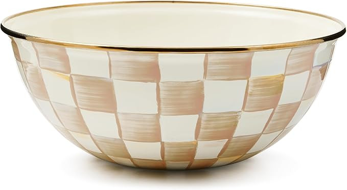 MACKENZIE-CHILDS Enamel Everyday Bowl, Serving Bowl for Entertaining, Medium, Brown-and-White Moc... | Amazon (US)