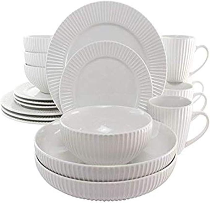 Elama Large Serving Bowls Dinnerware Set, 18 Piece, White | Amazon (US)