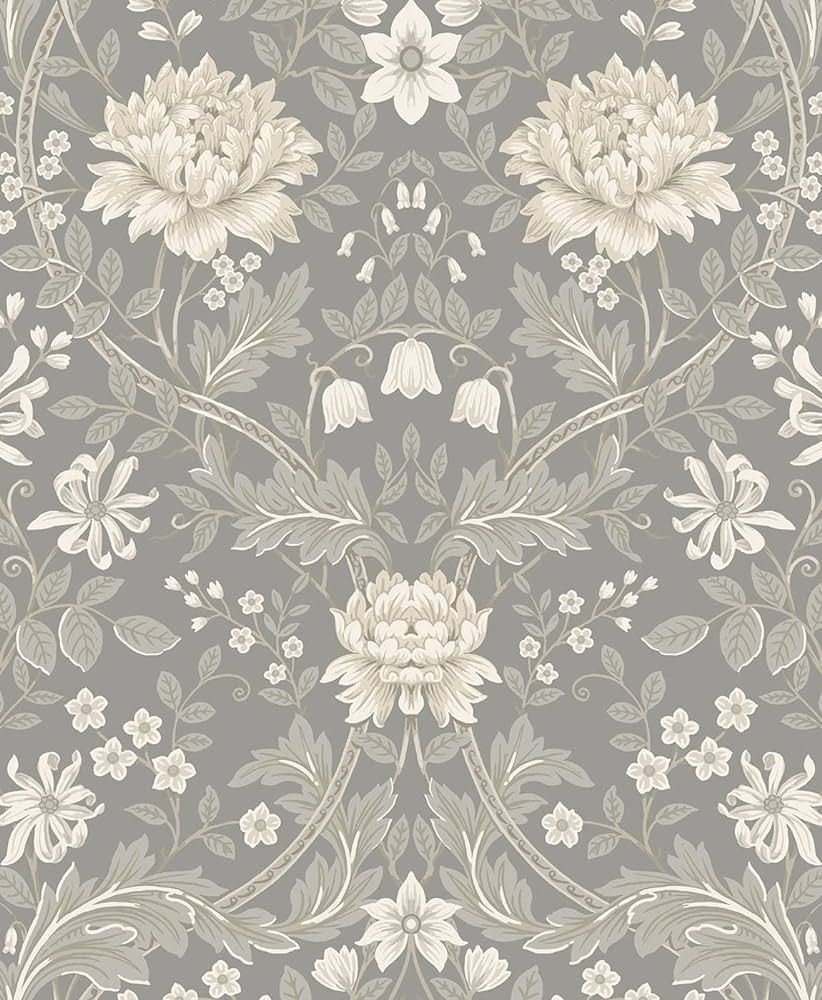 NextWall Honeysuckle Trail Floral Peel and Stick Wallpaper (Daydream Grey) | Amazon (US)