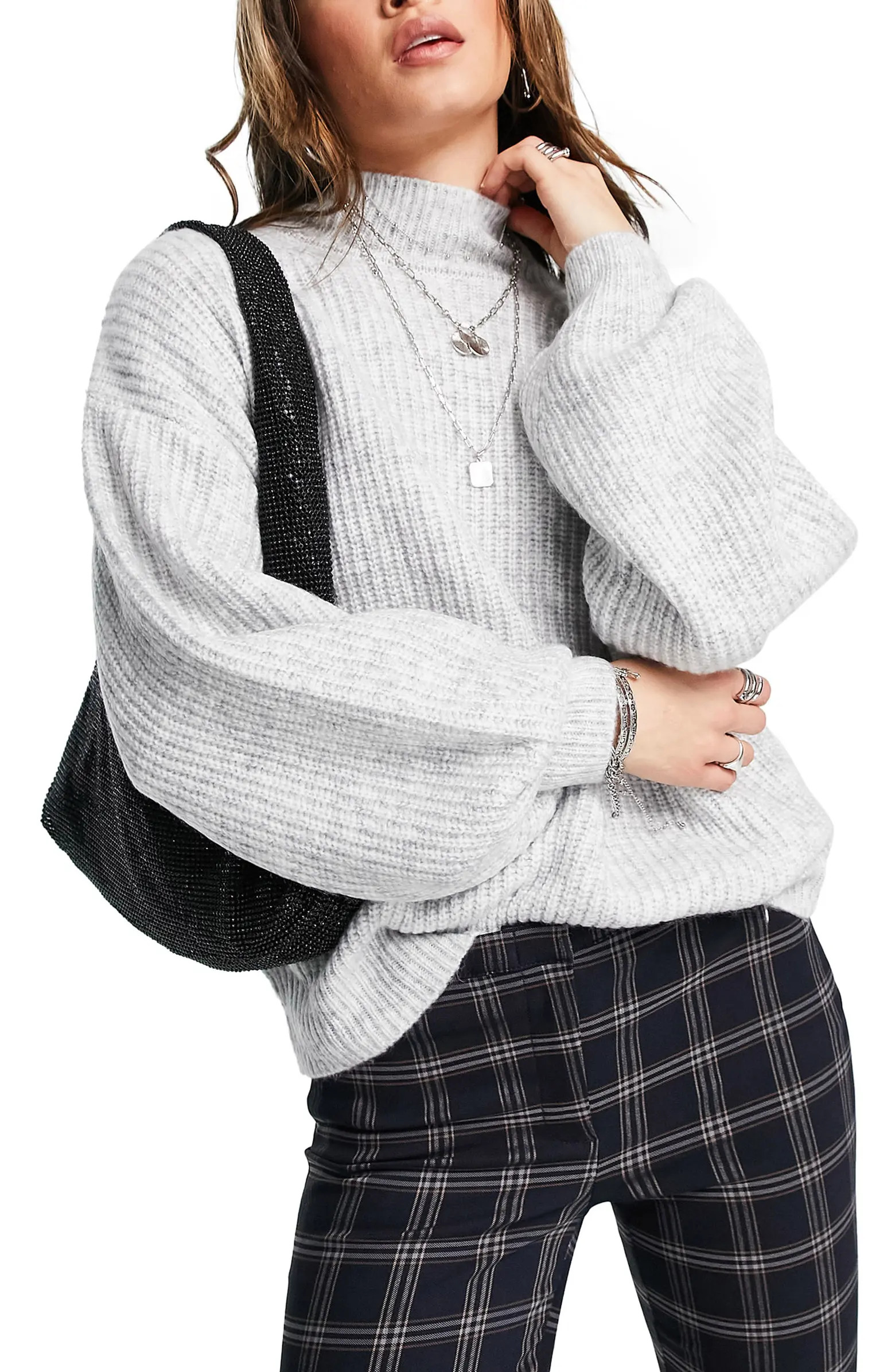 Topshop Mock Neck Waffle Stitch Sweater | Nordstrom | Nordstrom