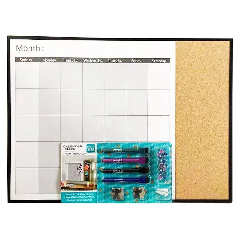 Pen+Gear Magnetic Dry Erase Combination Monthly Calendar Board, 17" x 23" | Walmart (US)