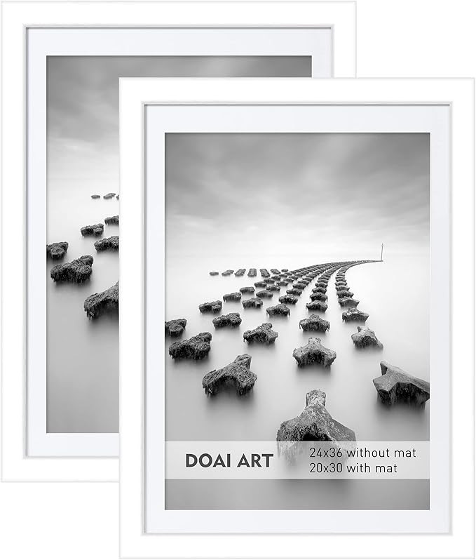 DOAI ART 24x36 Poster Frame White 2 Pack without Mat for Displaying 20x30 Pictures with Mat - Pol... | Amazon (US)