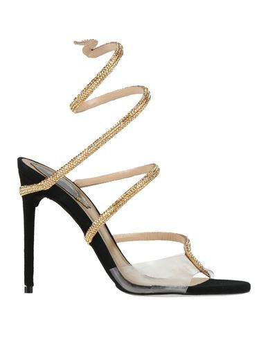 Rene' Caovilla Woman Sandals Black Size 10 PVC - Polyvinyl chloride, Textile fibers | YOOX (US)