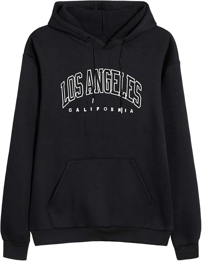 SOLY HUX Women's Letter Print Long Sleeve Drawstring Hoodie Pocket Top Sweatshirt | Amazon (US)