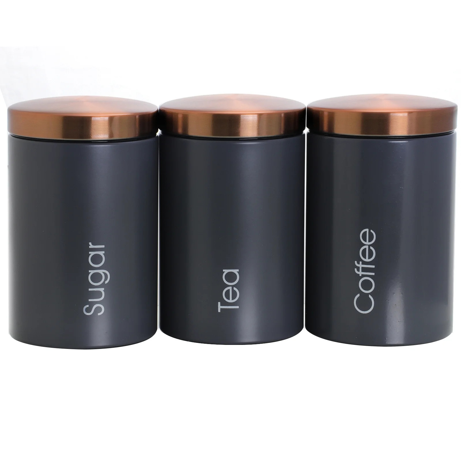 MegaChef Essential Kitchen Storage 3 Piece Sugar, Coffee and Tea Canister Set in Matte Gray | Walmart (US)
