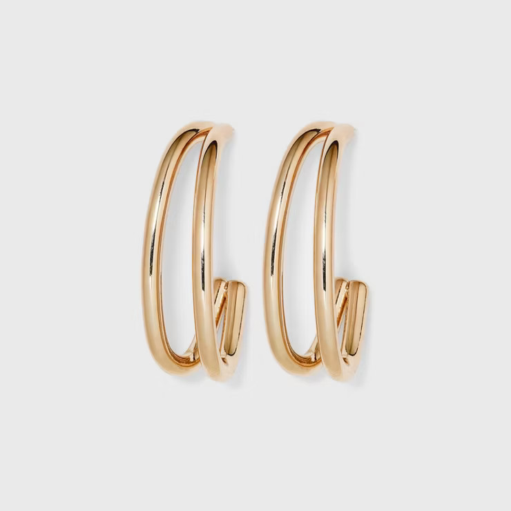 Open Tubular Oval Hoop Earrings - A New Day™ Gold | Target