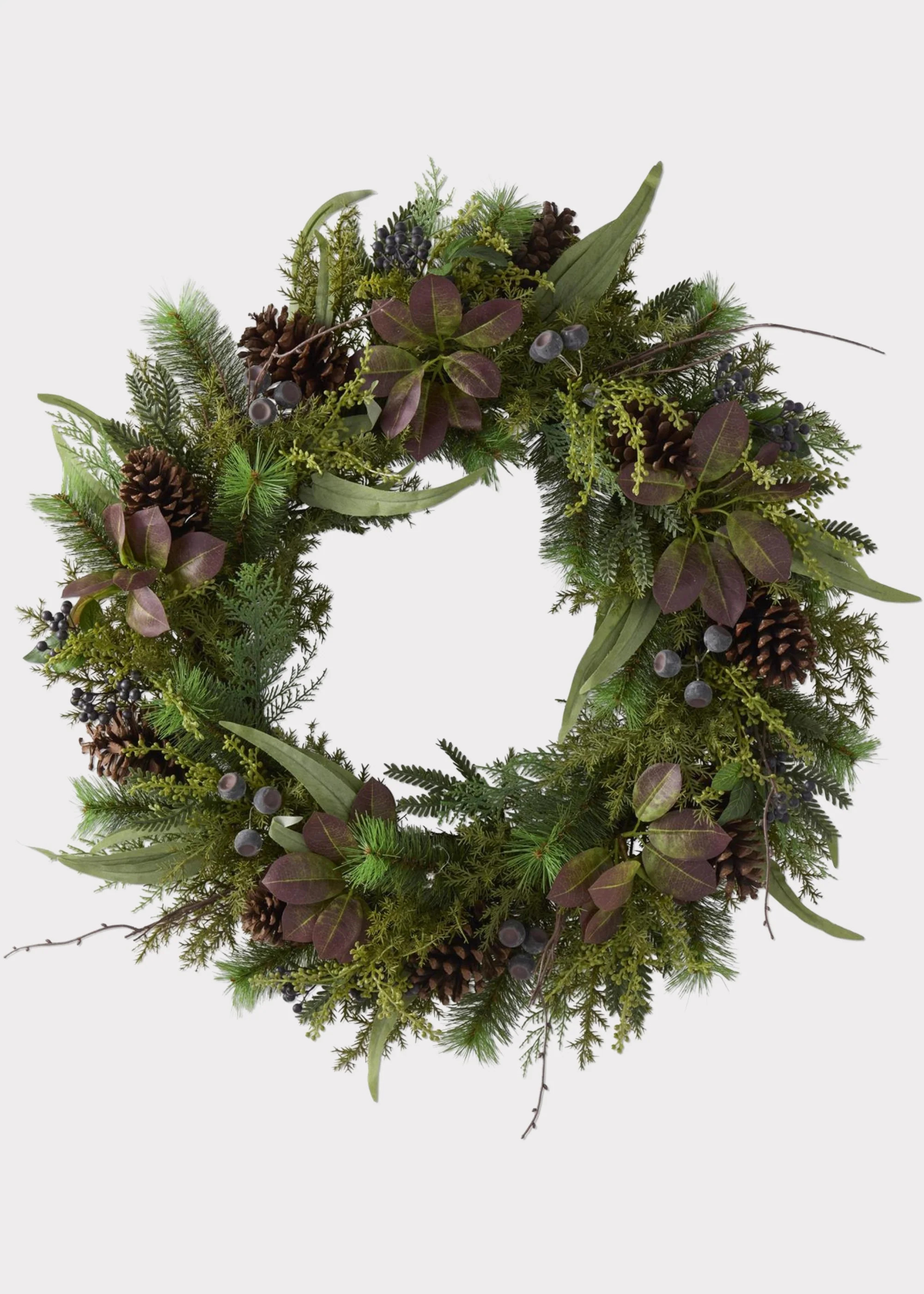 Deluxe Botanical Mulberry Leaf and Pine Wreath - 30.5" | Afloral