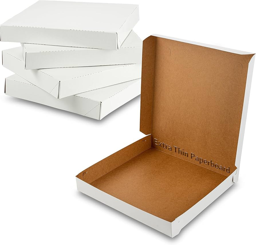 MT Products White Extra Thin Pizza Boxes 10" x 10" x 1.5" - Clay Coated Paperboard Pizza Box (Pac... | Amazon (US)