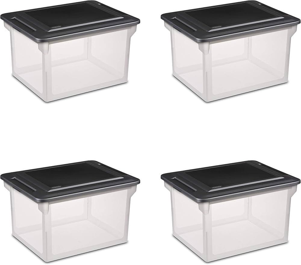 Sterilite 18689004 Storage File Box, 4-Pack , Black | Amazon (US)