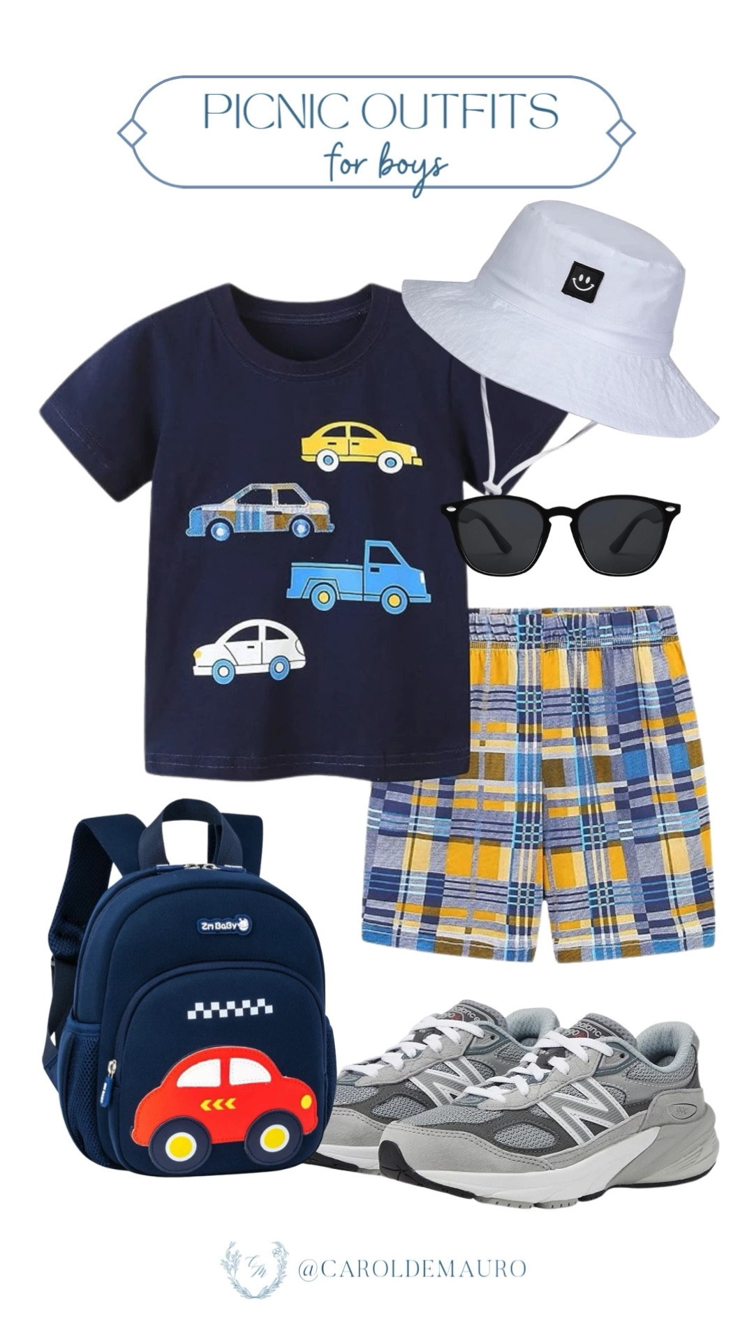 Checking all the boxes for a spring picnic: plaid shorts, fresh kicks, and his favorite car backpack! This outfit for boys is officially ready for sandwiches, sunshine, and endless exploring.

kids outfit, spring fashion, outdoor vibes, casual wardrobe, weekend look, toddler style, amazon finds, vacation inspo

#LTKKids #LTKSeasonal #LTKU