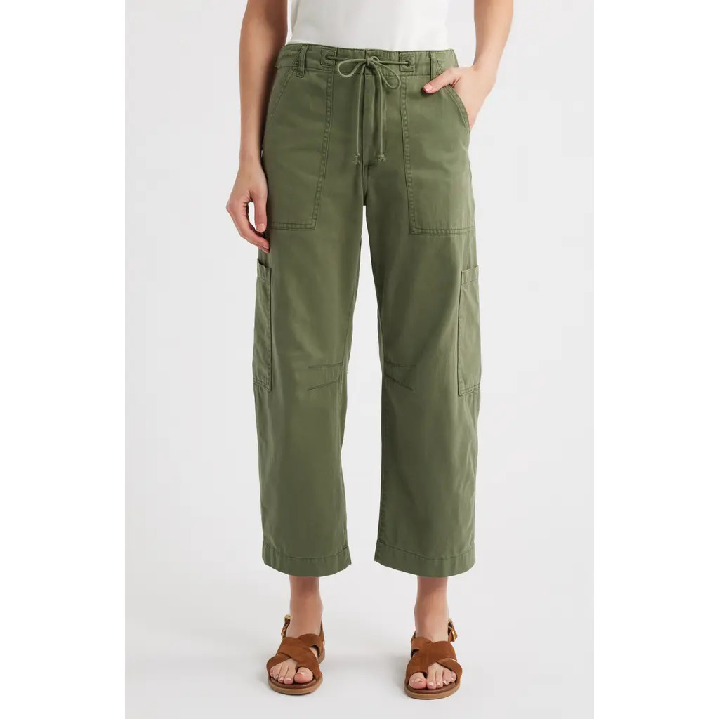 Pistola Sabrina High Waist Barrel Twill Utility Pants in Meadow at Nordstrom, Size 24 | Nordstrom