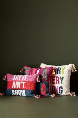 Seasons Greetings Hooked Pillow | Anthropologie (US)