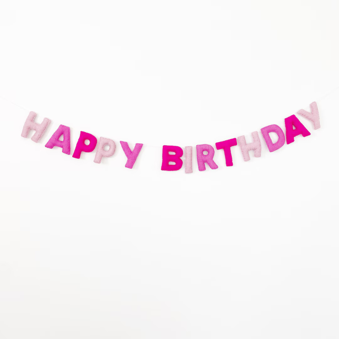 Happy Birthday Felt Banner | Shades of Pink | Girl Birthday Banner | Girl 1st Birthday | Pink Bir... | Etsy (US)