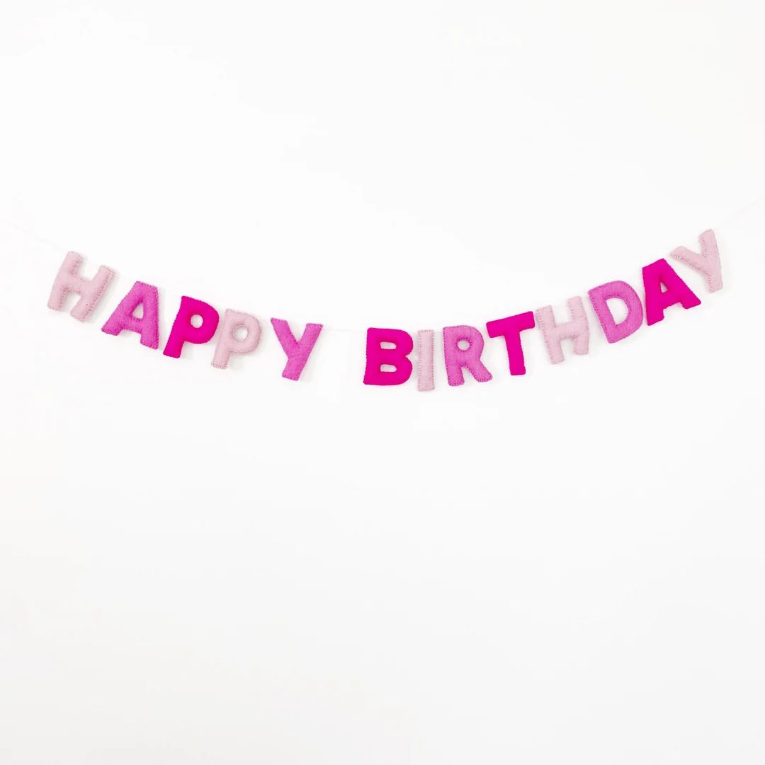Happy Birthday Felt Banner | Shades of Pink | Girl Birthday Banner | Girl 1st Birthday | Pink Bir... | Etsy (US)