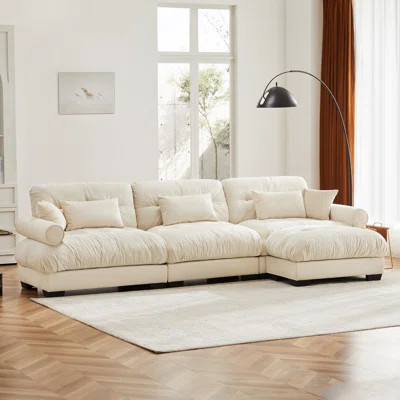 Comfort Oversized Modular Velvet Sectional Sofa Couch With Movable Ottoman,Corner Sectional With Bolstered Armrests, Deep Seat Cloud Couch, Convertibl | Wayfair North America