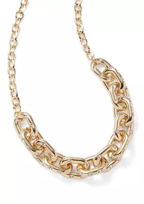 Crown & Ivy Gold Tone Crystal PavÃ© Link Collar Necklace | Belk