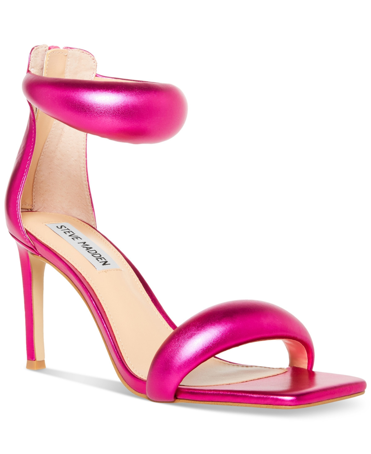Steve Madden Women's Partay Ankle-Strap Stiletto Dress Sandals - Pink Metallic | Macy's