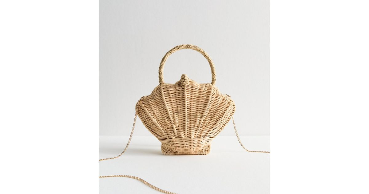 Stone Wicker Shell Crossbody Bag | New Look | New Look (UK)