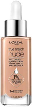 True Match Nude Hyaluronic Tinted Serum Foundation with 1% Hyaluronic acid, Light-Medium 3-4, 1 f... | Amazon (US)