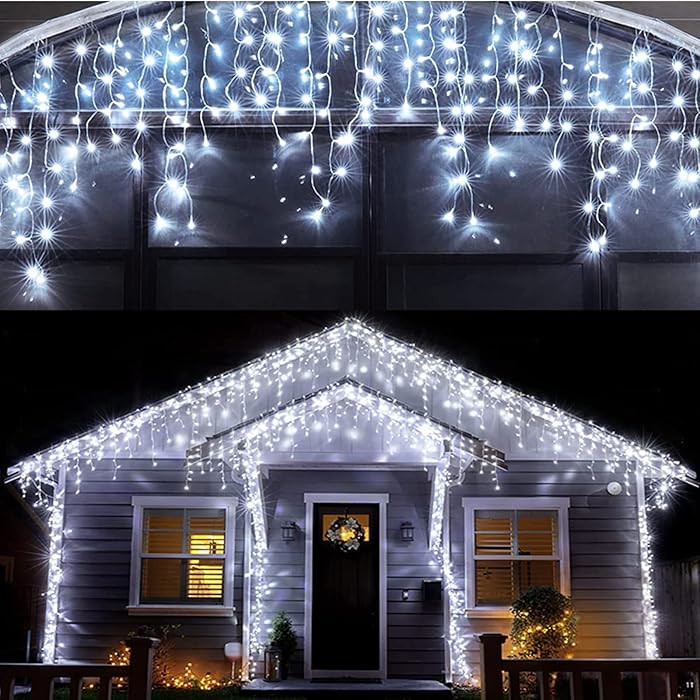 Led Christmas Lights Outdoor Christmas Decorations Hanging Light 400LED 8 Modes 75 Drops, Waterpr... | Amazon (US)