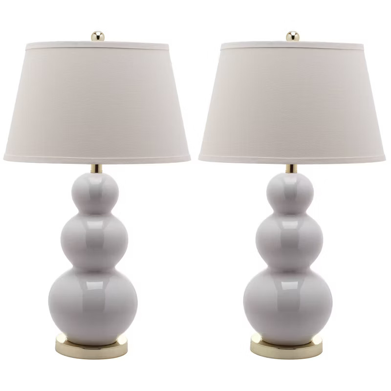 Set of 2 Pamela Triple Gourd Lamp (Includes LED Light Bulb) White - Safavieh | Target