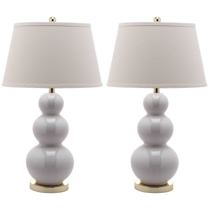 Set of 2 Pamela Triple Gourd Lamp (Includes LED Light Bulb) White - Safavieh | Target