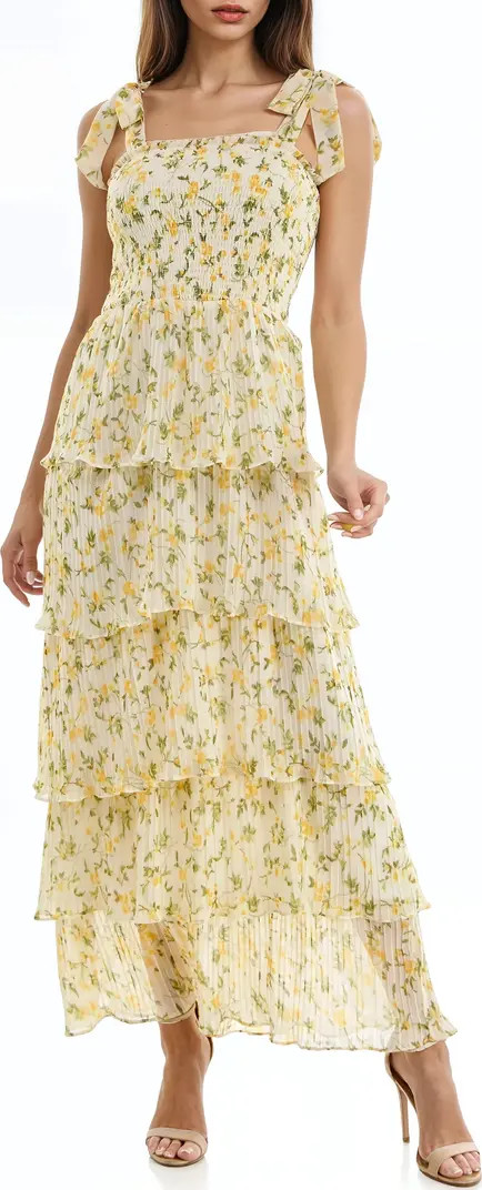 Floral Print Pleated Tier Maxi Dress | Nordstrom