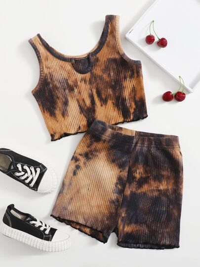 Toddler Girls Tie Dye Tank Top With Shorts | SHEIN