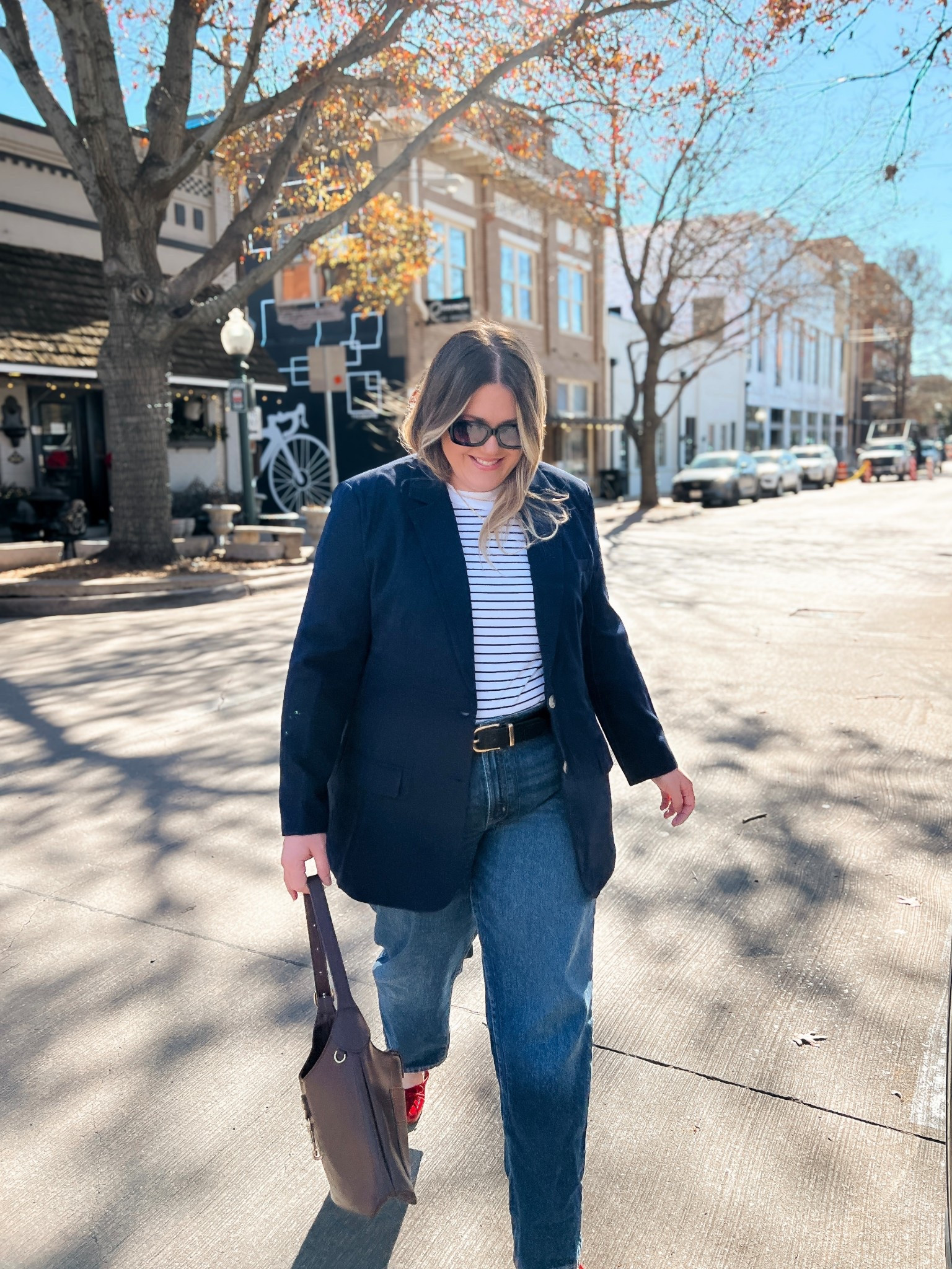 Borrowed-from-the-boys tailoring, styled my way. Learning how to dress this postpartum body that I feel uncomfortable in is hard, but I’m loving this outfit ❤️ This blazer is such a good closet staple and great quality, but under $60 🙌🏼 

#LTKFindsUnder100 #LTKMidsize #LTKootd