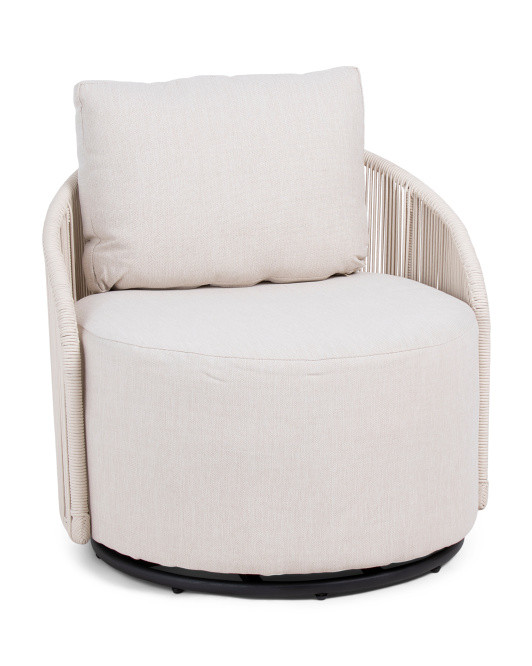 30.25x27.5 Outdoor Rope Detail Upholstered Swivel Chair | TJ Maxx