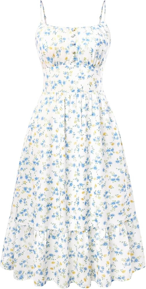 Belle Poque Floral Dress for Women 2026 Summer Sleeveless Flowy Ruffle Midi Dresses Elegant Weddi... | Amazon (US)