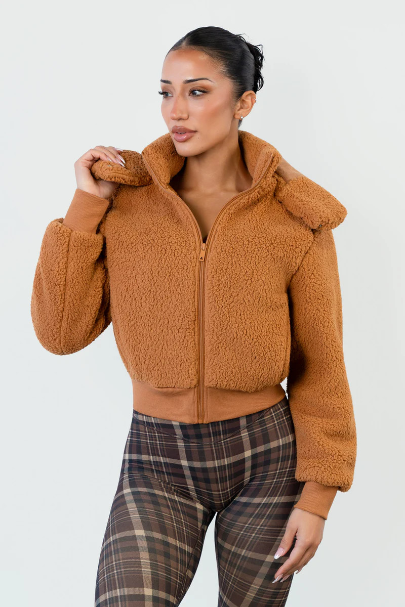 Vitality Teddy Bomber Jacket - Caramel | Vitality