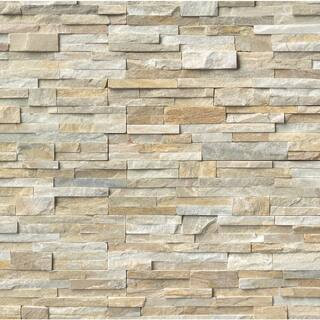 Golden Honey Ledger Panel 6 in. x 24 in. Splitface Quartzite Wall Tile (6 sq. ft. /case) | The Home Depot
