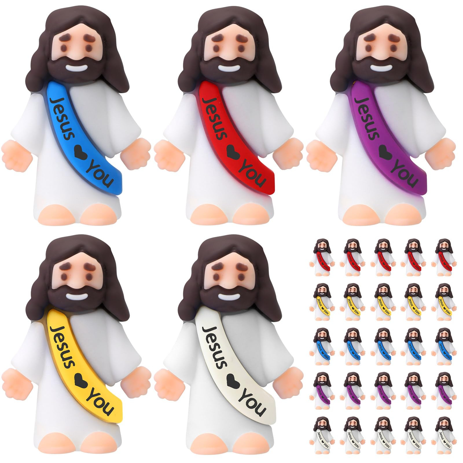 Bememo 25 Pcs Little Jesus Figures Original Design Jesus Love You Mini Rubber Toys to Hide and Se... | Amazon (US)