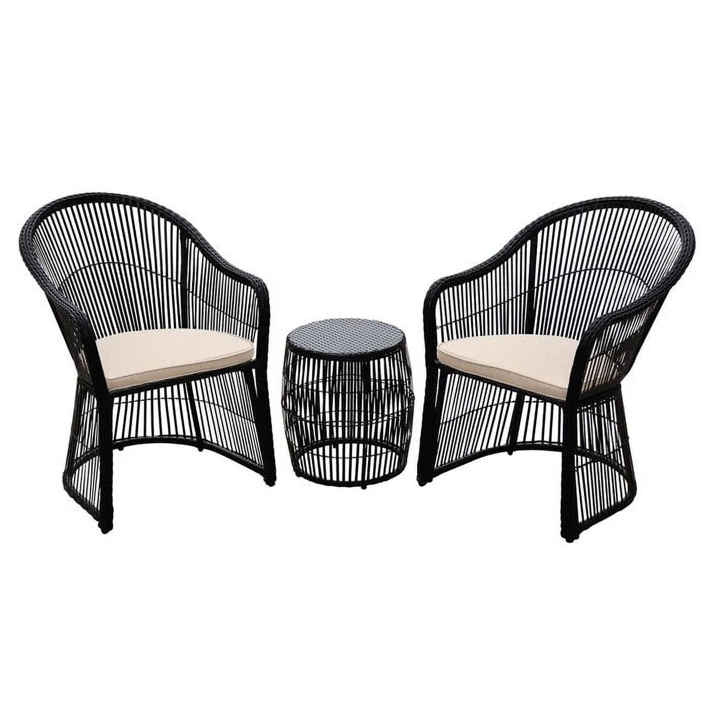 3 Piece Wicker Conversation Set -Black | Walmart (US)