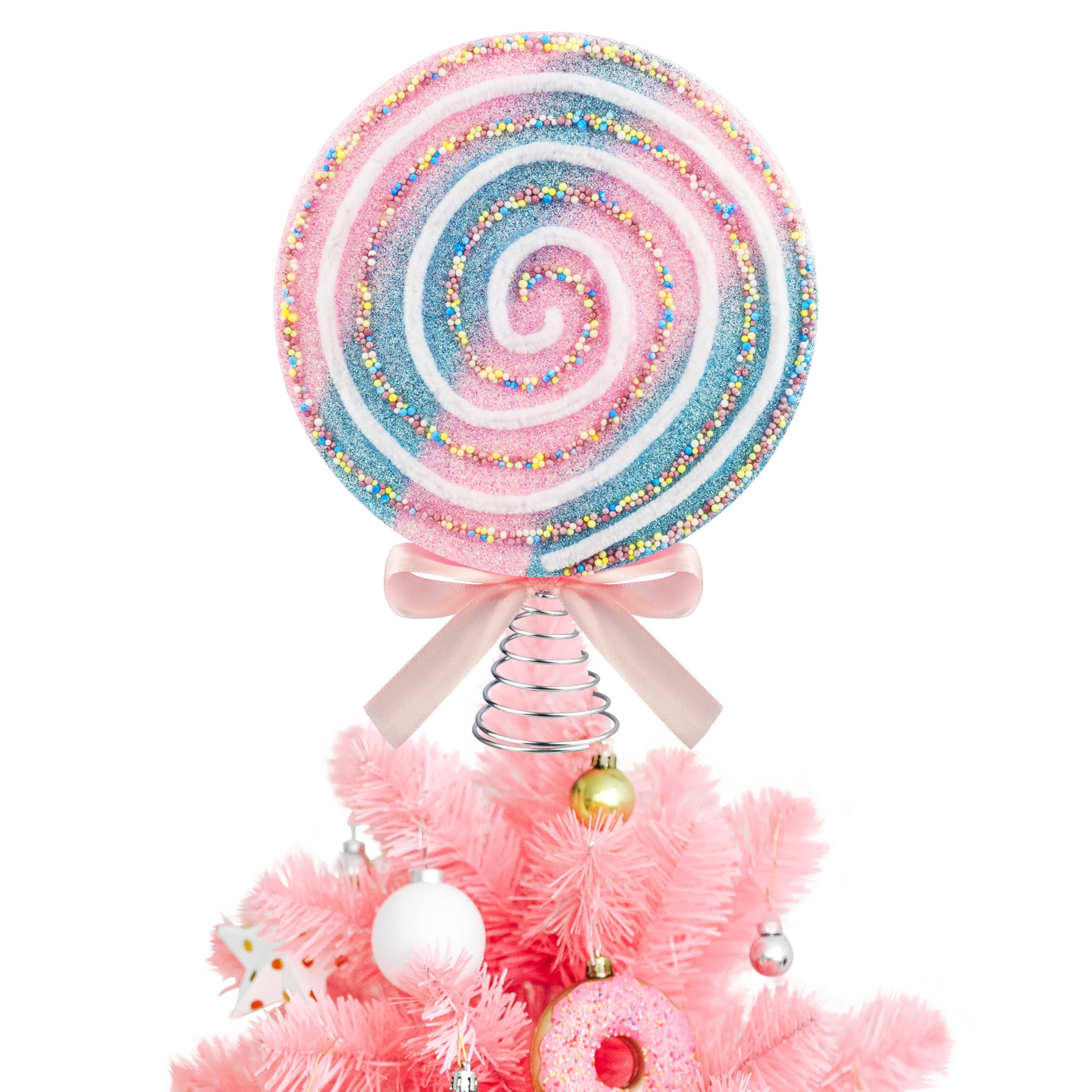 Christmas Candy Tree Topper, 7.9 Inch Peppermint Candy Cane Christmas Decorations Holiday Swirls ... | Amazon (US)