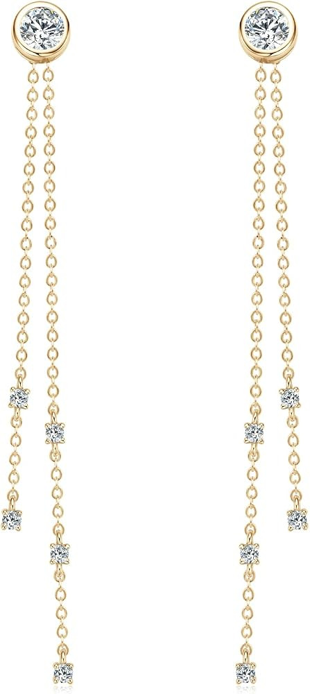 Moissanite Drop Dangle Earrings for Women 925 Sterling Silver 1.3CT D-E Color VVS1 Brilliant Roun... | Amazon (US)
