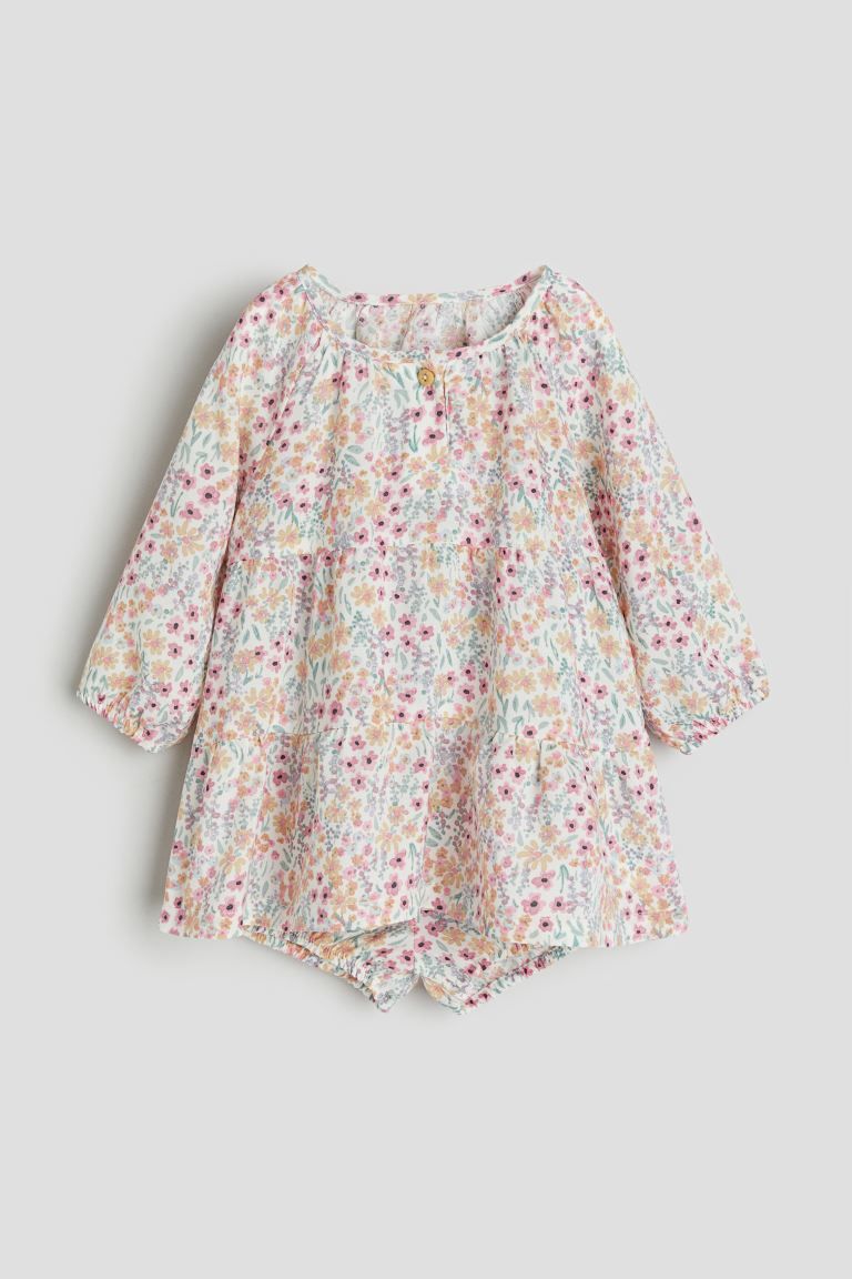2-piece Dress and Bloomers Set - White/floral - Kids | H&M US | H&M (US + CA)