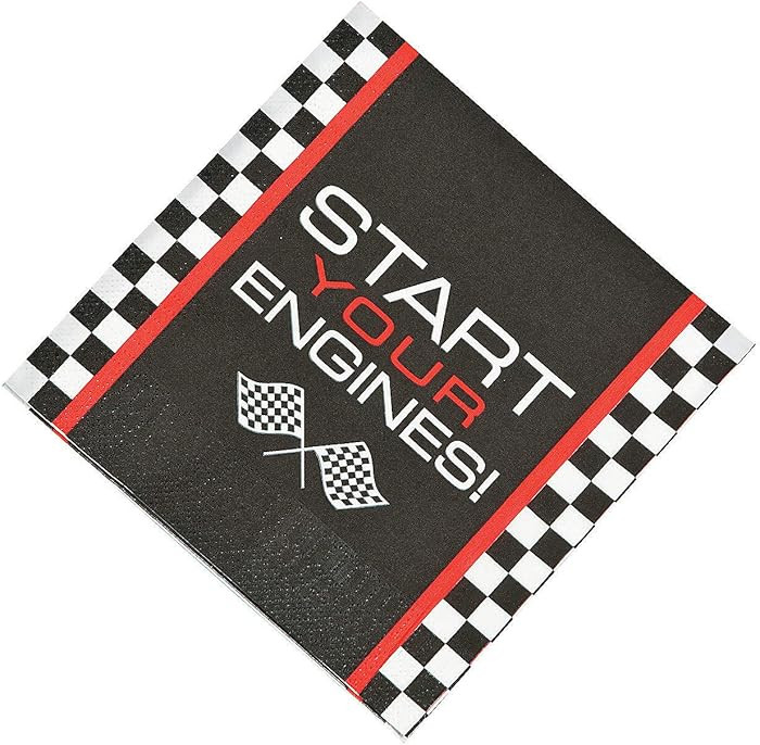 Fun Express Race Car Checkered Flag Luncheon Napkins - 6.5" Paper Napkins for Racing - Themed Par... | Amazon (US)