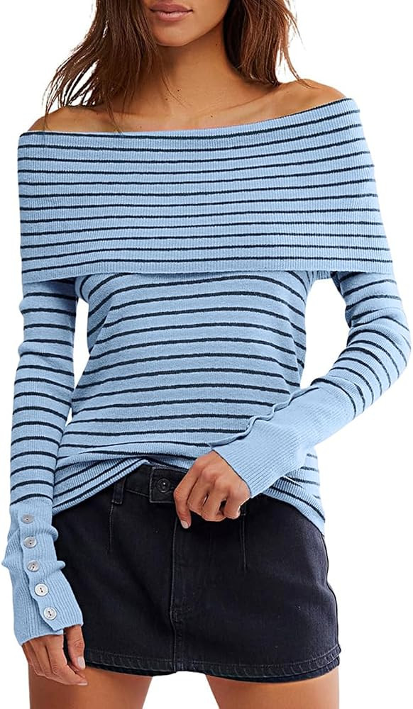 Darong Womens Off Shoulder Sweaters Going Out Fall Tops | Amazon (US)