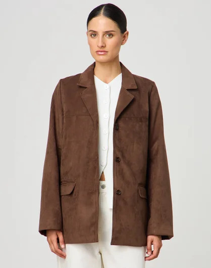 Oversized Faux Suede Blazer | Glassons (Australia)