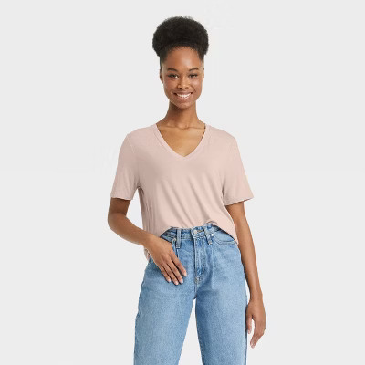 Women's Short Sleeve V-Neck Drapey T-Shirt - A New Day™ | Target
