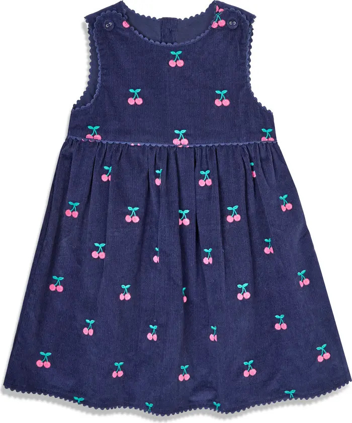 JOJO MAMAN BEBE Cherry Embroidered Sleeveless Cotton Corduroy Dress | Nordstrom | Nordstrom