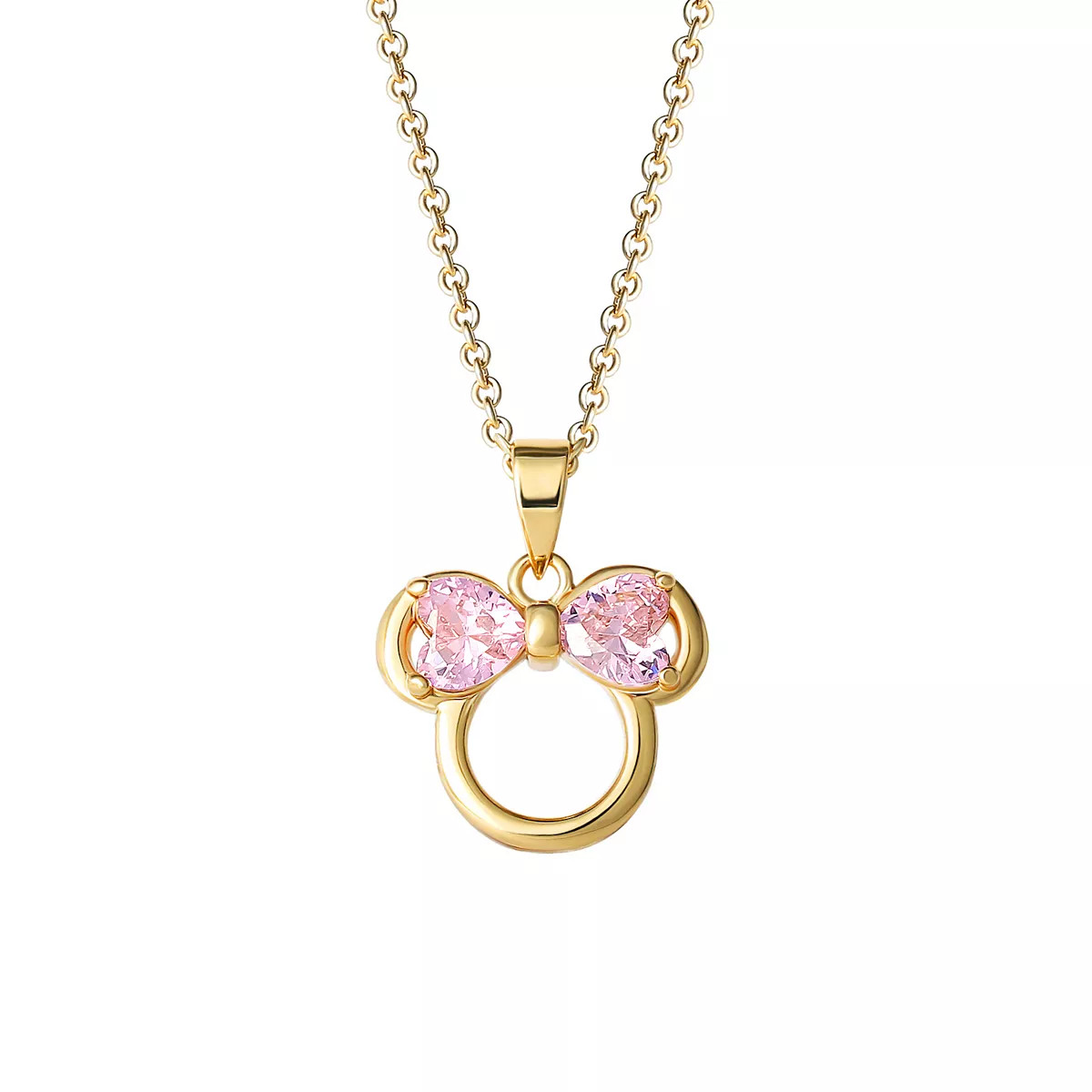 Disney's Minnie Mouse 18K Gold Plated Pink Cubic Zirconia Open Silhouette Pendant Necklace | Kohl's