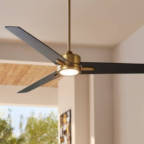 60" Monte Largo Soft Brass LED Ceiling Fan with Remote Control - #99D41 | Lamps Plus | Lamps Plus