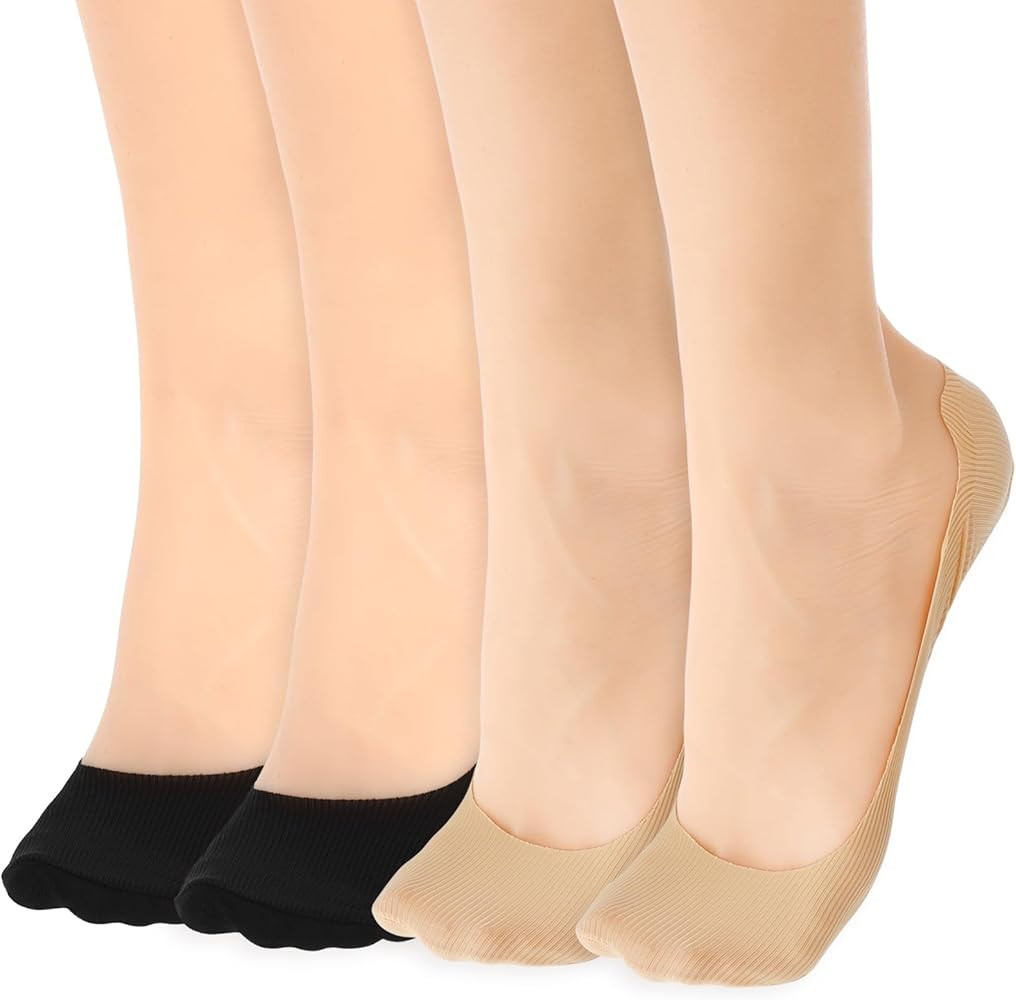 4 Pairs No Show Socks Womens Casual Ultra Low Cut Liner Socks Non Slip Hidden Invisible for Flats... | Amazon (US)
