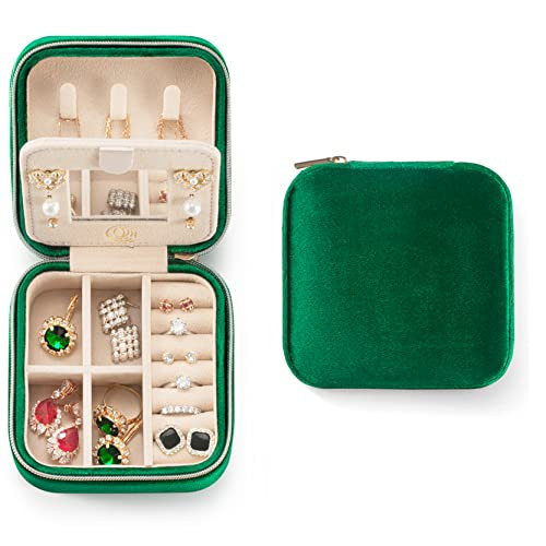 Plush Velvet Travel Jewelry Case, Organizer, Box, Small Case for Women, Earring Organizer with Mi... | Amazon (US)