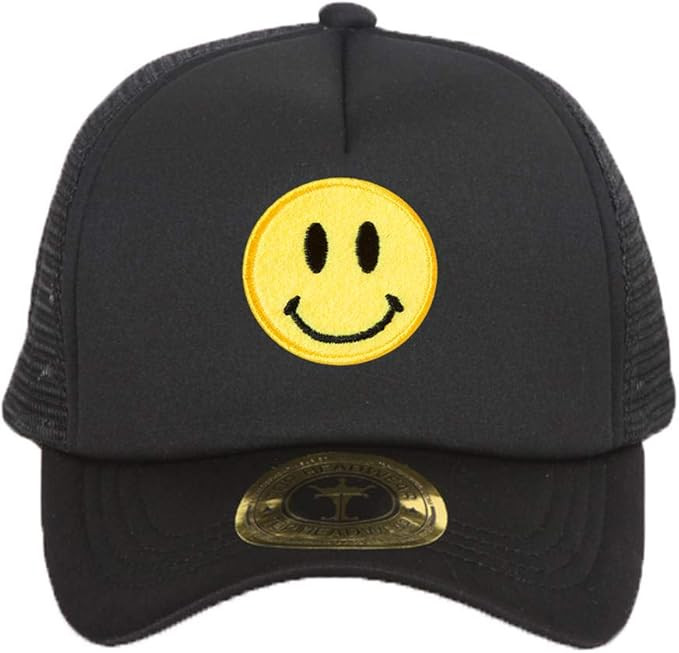 Gravity Threads Smiley Face Black Adjustable Trucker Hat | Amazon (US)